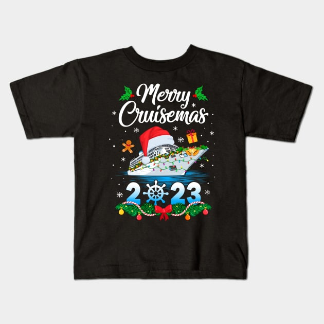 Merry Cruisemas 2023 Christmas Santa Reindeer Cruise Ship Kids T-Shirt by James Green